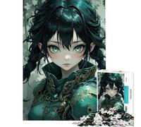 Puzzle pour Adolescents de 1000 pièces représentant Une Fille aux Yeux Verts d'anime Un Jeu Amusant à Faire soi-même pour Toute la Famille à partir de 14 Ans (38x52cm)