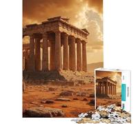 Puzzle pour Adolescents de 1000 pièces Ruines d'un Temple Antique au Coucher du Soleil Jeu Manuel Cadeau d'anniversaire idéal pour Toute la Famille (Dimensions 38x26cm)