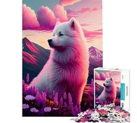 Puzzle pour Adolescents de 1000 pièces Samoyède et Nature Jeu éducatif et Stimulant pour Toute la Famille à partir de 14 Ans (50x75cm)