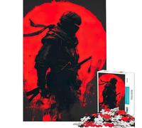 Puzzle pour Adolescents de 1000 pièces Silhouette d'un Ninja avec Une Lune Rouge Jeu éducatif Jouet Jeu intellectuel idée Cadeau Amusante et Humoristique (Dimensions 38x26cm)