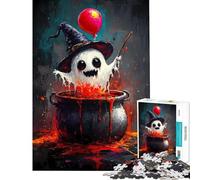 Puzzle pour Adolescents de 1000 pièces Sorcière fantôme dans Un Chaudron Jeu Manuel Amusant et Humoristique Cadeau Anti-Stress (Dimensions 38x52cm)