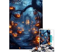 Puzzle pour Adolescents de 1000 pièces sur Le thème d'halloween Chemin de citrouilles vers Une Porte effrayante Un défi à relever Cadeau d'anniversaire idéal Jeu éducatif pour Les 14 Ans et Plus