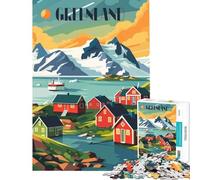 Puzzle pour Adolescents de 1000 pièces sur Le thème d'un Village du Groenland Jeu éducatif Stimulant et Amusant idéal pour Un Cadeau de Père Noël Secret (Taille 38x26cm)