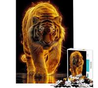 Puzzle pour Adolescents de 1000 pièces Tigre Alpha enflammé Un Jeu Familial Difficile et Stimulant à décorer au Mur à partir de 14 Ans (38x52cm)