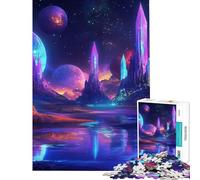Puzzle pour Adolescents de 1000 pièces Ville Magique dans l'espace Jeu de Manipulation pour Adultes défi Difficile idéal comme Cadeau pour Toute la Famille (Taille 38x26cm)