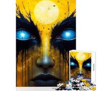 Puzzle pour Adolescents de 1000 pièces Yeux Lumineux Art Abstrait décoration Murale Cadeau Amusant Jeu éducatif avec Poster et fiche de Questions Assortis Dimensions 38x52cm