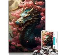 Puzzle pour Adolescents Dragon Japonais Cerise 1000 pièces pour Adultes et Adolescents Jeu éducatif Jouet décoration d'intérieur Unique et Cadeaux (50x75cm)