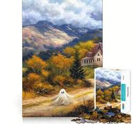 Puzzle pour Adolescents Église hantée en Automne 1000 pièces Renforce la mémoire Simple, Amusant, de qualité, Un Cadeau mémorable 50x75cm