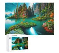 Puzzle pour Adolescents Enchanted Lagoon with Colorful Islands Puzzle Adulte Anti-Stress, Cadeau d'anniversaire, Cadeaux, 1000 PCS