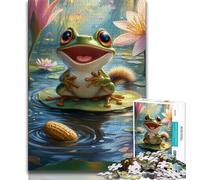 Puzzle pour Adolescents Grenouille Mignonne Puzzles pour Adultes 1000 pièces Jouets éducatifs et éducatifs Jeux familiaux pour renforcer l'amour Entre Couples (26x38cm)