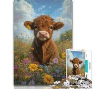 Puzzle pour Adolescents Highland Cow Baby, 1000 pièces, Collection Artists, Beaux-Arts, à partir de 14 Ans, 75x50cm