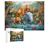 Puzzle pour Adolescents Jungle Friends Gathering by The Stream Puzzle Adulte Anti-Stress, Cadeau d'anniversaire, Cadeaux, 500 PCS