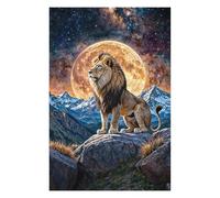 Puzzle pour Adolescents Lion on Rock with Moon and Stars Puzzle, Jouet, Décoration Murale, Analyse Et Logique, Activités Ludiques À La Maison, 75x50cm/1000pcs