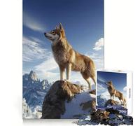 Puzzle pour Adolescents Loup sur Un Sommet de Montagne 1000 pièces, Stimulation Cognitive et mémoire, détente, découpe précise, Cadeau d'anniversaire (38x26cm)