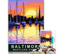 Puzzle pour Adolescents Maryland Harbor Baltimore 1000 pièces, Cadeau pour Adultes, Jeu Stimulant, idéal comme Cadeau pour Toute la Famille 75x50cm
