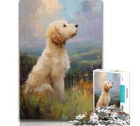 Puzzle pour Adolescents Peinture à l'huile de Chien 1000 pièces Jouets éducatifs Jeux Anti-Stress décoration d'intérieur Unique et Cadeaux (50x75cm)