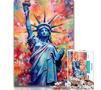Puzzle pour Adolescents, Peinture colorée de la Statue de la Liberté, 1000 pièces, Cadeaux pour Adolescents, Jouets éducatifs, Jeux Anti-Stress, renforce l'amour Entre Couples, 26x38cm