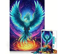 Puzzle pour Adolescents Phénix Turquoise renaissant de Ses Cendres 1000 pièces, activité à la Maison pour stimuler la mémoire, Motif à Assembler, 38x52cm