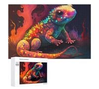 Puzzle pour Adolescents Rainbow Lizard in Flames Puzzle Adulte Anti-Stress, Cadeau d'anniversaire, Cadeaux, 1000 PCS