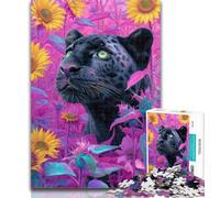 Puzzle pour Adolescents, Rose, Tournesol, léopard Noir, 1 000 pièces, pour Adultes et Adolescents, Jouets éducatifs, Jeux Anti-Stress, Superbes Cadeaux et Jouets 50x75cm