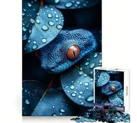 Puzzle pour Adolescents Serpent Bleu aux Yeux Orange 1000 pièces Développe la réflexion Plaisir Occasionnel Bords Nets pour Les fêtes (50x75cm)