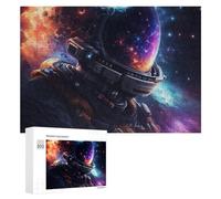 Puzzle pour Adolescents Space Explorer Astronaut in Cosmic Background Puzzle Adulte Anti-Stress, Cadeau d'anniversaire, Cadeaux, 300 PCS