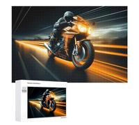Puzzle pour Adolescents Speeding Motorcycle Night Lights Puzzle Adulte Anti-Stress, Cadeau d'anniversaire, Cadeaux, 1000 PCS
