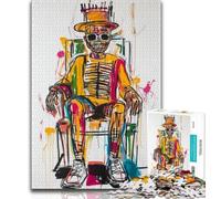 Puzzle pour Adolescents tête de Mort de Basquiat 1 000 pièces Jouets éducatifs et éducatifs pour la Famille pour renforcer l'amour Entre Couples (50x75cm)