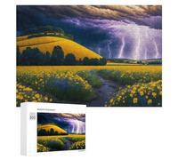 Puzzle pour Adolescents Thunderstorm Over Golden Fields Puzzle Adulte Anti-Stress, Cadeau d'anniversaire, Cadeaux, 300 PCS