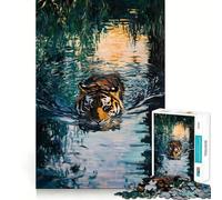 Puzzle pour Adolescents Tigre dans l'eau 1000 pièces Renforce la mémoire Simple, Amusant, de qualité, Un Cadeau mémorable 38x52cm