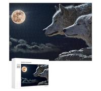 Puzzle pour Adolescents Wolves Under The Moonlit Sky Puzzle Adulte Anti-Stress, Cadeau d'anniversaire, Cadeaux, 300 PCS