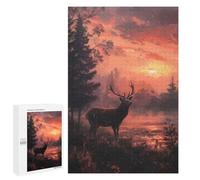 Puzzle pour Adolescents1000 PCS Deer in Forest at Sunset Puzzle pour Adultes - Jeux Amusants Et Stimulants - Offrez-Le en Cadeau À Toute La Famille 1000 PCS