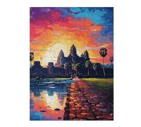 Puzzle pour Adolescents1000pcs(52x38cm) Angkor Wat Sunset Reflections -2 Puzzle pour Adultes - Jouets Anti-Stress - Vacances À La Maison - Tuer Le Temps - Cadeaux Anti-Stress 1000pcs(52x38cm)