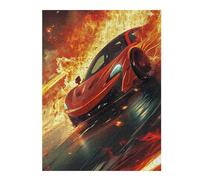 Puzzle Pour Adolescents1000pcs(52x38cm) Red Sports Car Speeding Through Flames -1 Puzzle Pour Adultes - Jouets Anti-stress - Vacances À La Maison - Tuer Le Temps - Cadeaux Anti-stress 1000pcs(52x38cm)