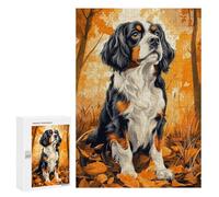 Puzzle pour Adolescents300 PCS Cavalier King Charles Spaniel in Autumn Leaves Puzzle pour Adultes - Jeux Amusants Et Stimulants - Offrez-Le en Cadeau À Toute La Famille 300 PCS