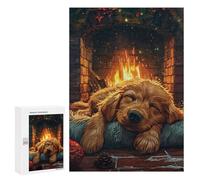 Puzzle pour Adolescents300 PCS Dog Sleeping by Fireplace Puzzle pour Adultes - Jeux Amusants Et Stimulants - Offrez-Le en Cadeau À Toute La Famille 300 PCS