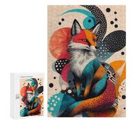 Puzzle pour Adolescents300 PCS Stylish Fox Art Print Ideal Gift for Animal Lovers and Trendy Home Decor Fox in Abstract Art Puzzle pour Adultes - Jeux Amusants Et Stimulants - Offrez-Le en Cadeau À