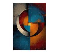 Puzzle pour Adolescents38x26cm/1000pcs Abstract Circular Balance - Blue, Orange & Ivory Geometry Puzzle pour Adultes : Jeux Relaxants, Défi Difficile pour Un Anniversaire Ou Noël 38x26cm/1000pcs