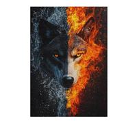 Puzzle pour Adolescents38x26cm/1000pcs Fire and Water Wolf Puzzle pour Adultes - Jeu De Réflexion - Cadeau d'anniversaire - Cadeau Anti-Stress 38x26cm/1000pcs