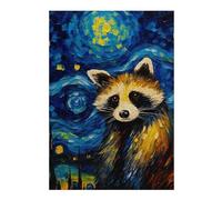 Puzzle pour Adolescents38x26cm/1000pcs The Starry Night Raccoon Casse-tête pour Adolescents - Décoration Murale pour Anniversaire, Noël 38x26cm/1000pcs