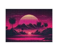 Puzzle pour Adolescents38x26cm/1000pcs Vibrant Retro Sunset Landscape -1 Puzzle pour Adultes, Décoration Murale, Cadeau d'anniversaire Idéal pour Toute La Famille 38x26cm/1000pcs