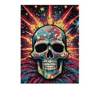 Puzzle pour Adolescents52x38cm/1000pcs Colorful Skull with Stars Puzzle pour Adultes, Décoration Murale, Cadeau d'anniversaire Idéal pour Toute La Famille 52x38cm/1000pcs