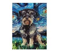 Puzzle pour Adolescents52x38cm/1000pcs Dog Starry Night Schnoodle Casse-tête pour Adolescents - Décoration Murale pour Anniversaire, Noël 52x38cm/1000pcs