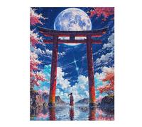 Puzzle pour Adolescents52x38cm/1000pcs Japanese Moonlit Torii Landscape Casse-tête pour Adolescents - Décoration Murale pour Anniversaire, Noël 52x38cm/1000pcs