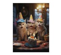 Puzzle pour Adolescents52x38cm/1000pcs Kittens Celebrating Birthday Party Puzzle pour Adultes, Décoration Murale, Cadeau d'anniversaire Idéal pour Toute La Famille 52x38cm/1000pcs
