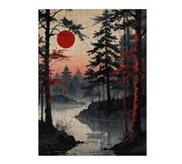 Puzzle pour Adolescents52x38cm/1000pcs Misty Red Moon Puzzle pour Adultes - Jeu De Réflexion - Cadeau d'anniversaire - Cadeau Anti-Stress 52x38cm/1000pcs
