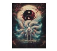Puzzle pour Adolescents52x38cm/1000pcs Nine-Tailed Fox Yin Yang Casse-tête pour Adolescents - Décoration Murale pour Anniversaire, Noël 52x38cm/1000pcs