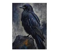 Puzzle pour Adolescents52x38cm/1000pcs Raven Perched on Rock Digital Art Puzzle pour Adultes : Jeux Relaxants, Défi Difficile pour Un Anniversaire Ou Noël 52x38cm/1000pcs