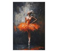 Puzzle pour Adolescents75x50cm/1000pcs Ballerina in Orange Tutu Painting Dark Ballet Artwork Puzzle pour Adultes - Jeux Relaxants - Décoration Intérieure - Cadeaux Anti-Stress 75x50cm/1000pcs