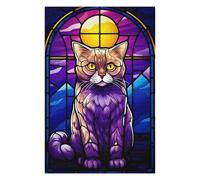 Puzzle pour Adolescents75x50cm/1000pcs Bristish Shorthair Stained Casse-tête pour Adolescents - Décoration Murale pour Anniversaire, Noël 75x50cm/1000pcs
